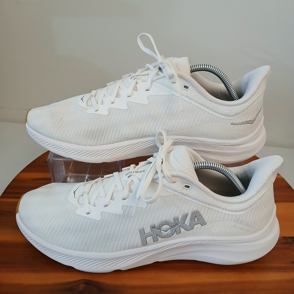 Hoka One One Solimar Mens 13 D White Silver Road Running Shoes Sneakers 1123074